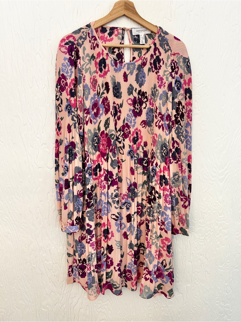 ADDITION ELLE Pleated Floral Midi Shift Dress 3X Pink Wedding Party Event